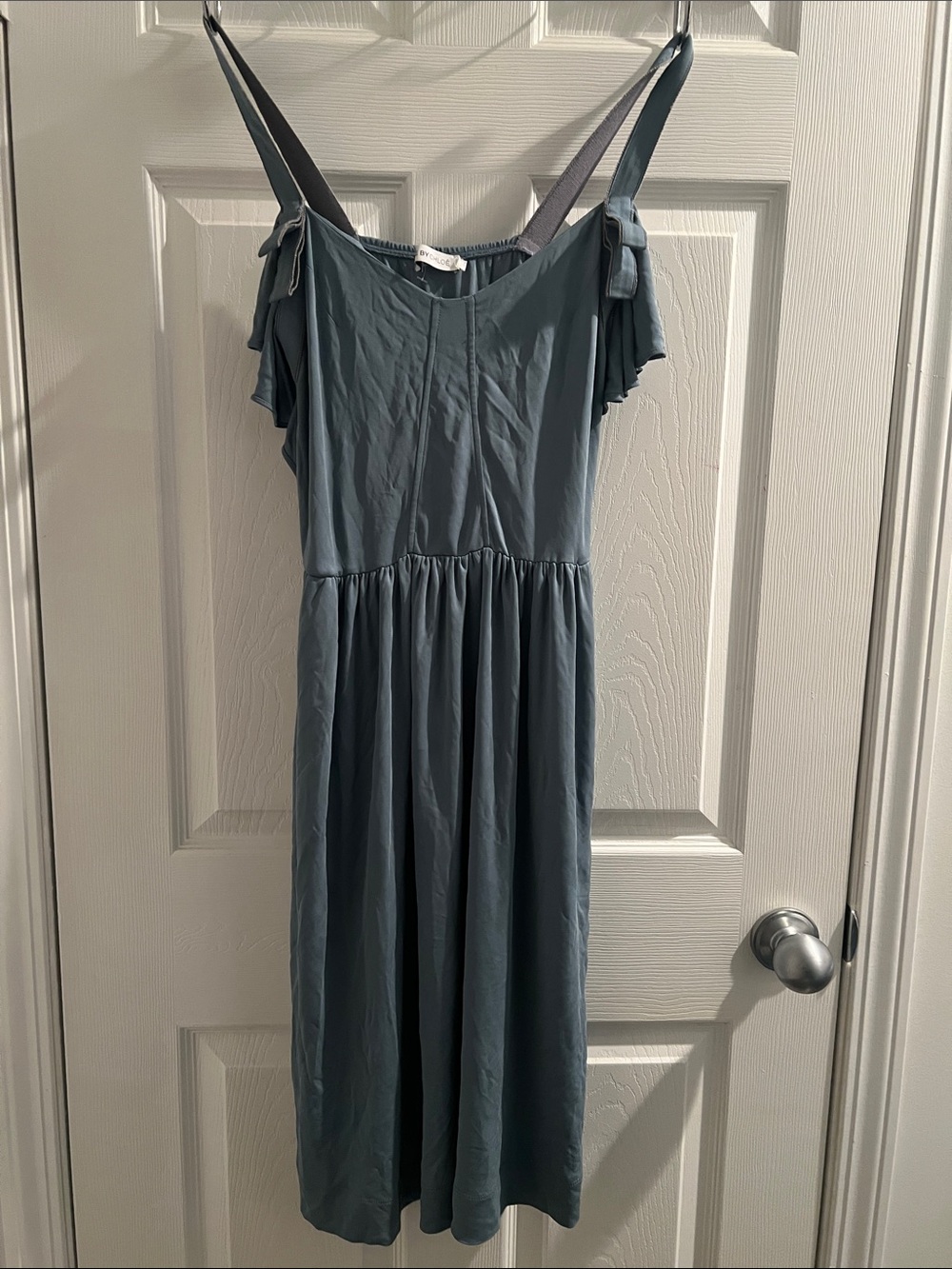 See By Chloé Slate Blue thick straps with bows Midi Dress